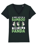 Dance with the Bamboo Shine Like a Panda Tricou mânecă scurtă guler V Damă Evoker