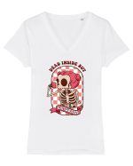 pentru mame moderne - Dead inside but caffeinated Tricou mânecă scurtă guler V Damă Evoker