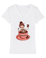 pentru mame moderne - Momlife in a sea of caffeine Tricou mânecă scurtă guler V Damă Evoker