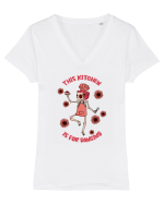 pentru mame moderne - This kitchen is for dancing Tricou mânecă scurtă guler V Damă Evoker