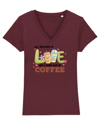 pentru mamele iubitoare de cafea - All you need is love and coffee Burgundy