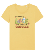 pentru mamele iubitoare de cafea - All you need is love and coffee Tricou mânecă scurtă guler larg fitted Damă Expresser