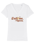 pentru mamele iubitoare de cafea - Caffeine queen Tricou mânecă scurtă guler V Damă Evoker