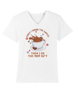 pentru mamele iubitoare de cafea - First I drink the coffee Tricou mânecă scurtă guler V Bărbat Presenter