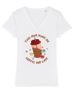 pentru mamele iubitoare de cafea - This mom runs on coffee and love Tricou mânecă scurtă guler V Damă Evoker