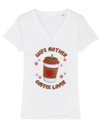 pentru mamele iubitoare de cafea - Wife mother coffee lover Tricou mânecă scurtă guler V Damă Evoker