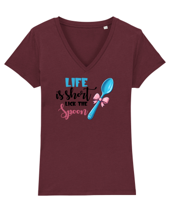 pentru pasiune culinară - Life is short lick the spoon Burgundy