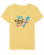 pentru pasiune culinară - Life is short lick the spoon Tricou mânecă scurtă guler larg fitted Damă Expresser