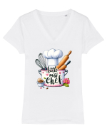 pentru pasiune culinară - Little miss chef Tricou mânecă scurtă guler V Damă Evoker