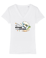 pentru pasiune culinară - No bitchin in my kitchen Tricou mânecă scurtă guler V Damă Evoker
