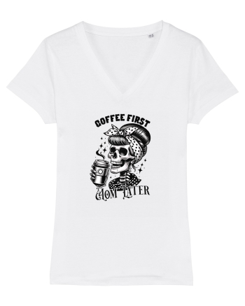 Moda rebelă pt mame moderne - Coffee first mom later White