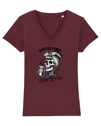 Moda rebelă pt mame moderne - Coffee first mom later Burgundy