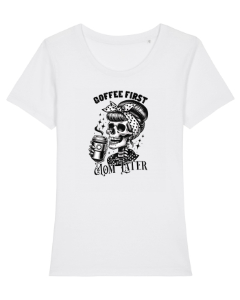 Moda rebelă pt mame moderne - Coffee first mom later White
