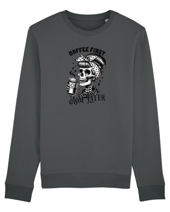 Moda rebelă pt mame moderne - Coffee first mom later Anthracite