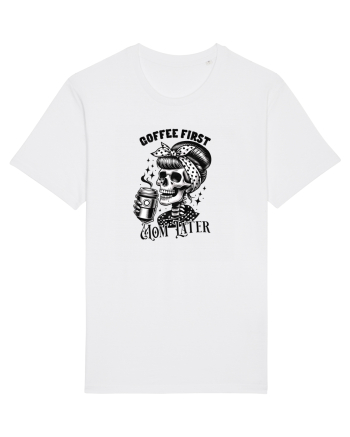 Moda rebelă pt mame moderne - Coffee first mom later White