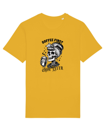 Moda rebelă pt mame moderne - Coffee first mom later Spectra Yellow