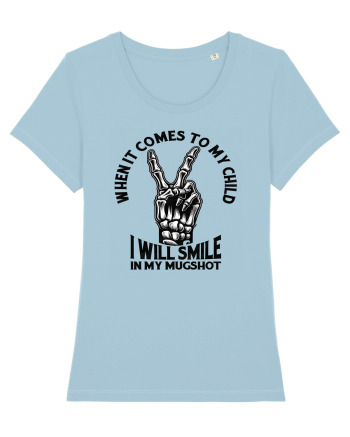 Moda rebelă pt mame moderne - I will smile in my mugshot Sky Blue