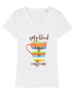 Iubesc cafeaua în sange Tricou mânecă scurtă guler V Damă Evoker