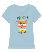 Iubesc cafeaua în sange Tricou mânecă scurtă guler larg fitted Damă Expresser