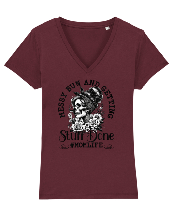 Moda rebelă pt mame moderne - Messy bun and getting stuff done Burgundy