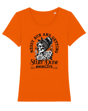 Moda rebelă pt mame moderne - Messy bun and getting stuff done Bright Orange