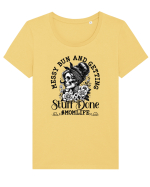 Moda rebelă pt mame moderne - Messy bun and getting stuff done Tricou mânecă scurtă guler larg fitted Damă Expresser