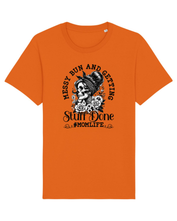 Moda rebelă pt mame moderne - Messy bun and getting stuff done Bright Orange