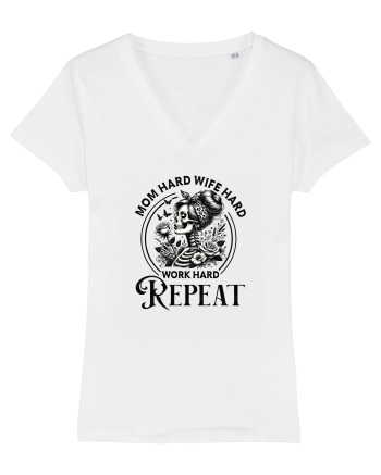 Moda rebelă pt mame moderne - Mom hard wife hard work hard repeat White