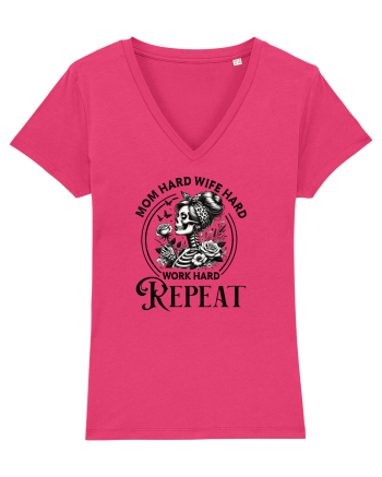 Moda rebelă pt mame moderne - Mom hard wife hard work hard repeat Raspberry