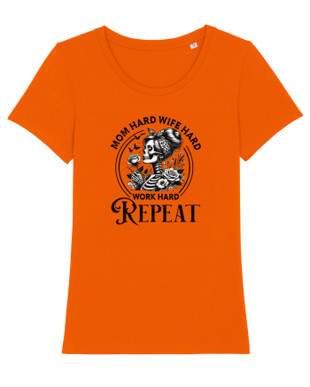 Moda rebelă pt mame moderne - Mom hard wife hard work hard repeat Bright Orange