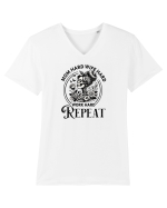 Moda rebelă pt mame moderne - Mom hard wife hard work hard repeat Tricou mânecă scurtă guler V Bărbat Presenter