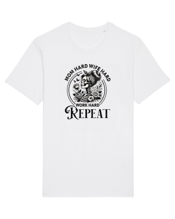 Moda rebelă pt mame moderne - Mom hard wife hard work hard repeat White