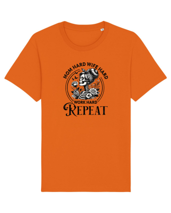 Moda rebelă pt mame moderne - Mom hard wife hard work hard repeat Bright Orange