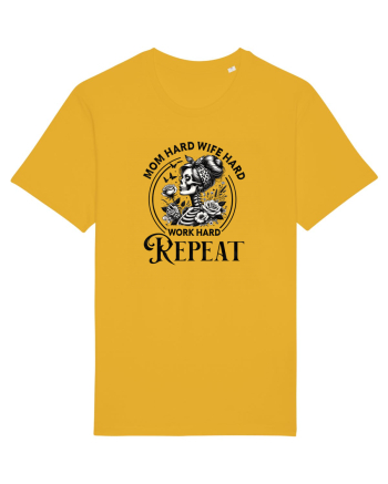 Moda rebelă pt mame moderne - Mom hard wife hard work hard repeat Spectra Yellow