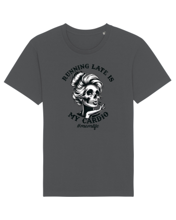 Moda rebelă pt mame moderne - Running late is my cardio Anthracite