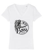 Moda rebelă pt mame moderne - Wife mom boss Tricou mânecă scurtă guler V Damă Evoker