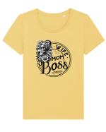 Moda rebelă pt mame moderne - Wife mom boss Tricou mânecă scurtă guler larg fitted Damă Expresser