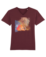Abstract Design Tricou mânecă scurtă guler V Bărbat Presenter