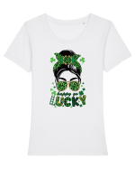 Happy Go Lucky Tricou mânecă scurtă guler larg fitted Damă Expresser