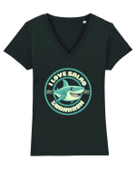 Funny Shark Joke Tricou mânecă scurtă guler V Damă Evoker