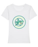 Funny Shark Joke Tricou mânecă scurtă guler larg fitted Damă Expresser