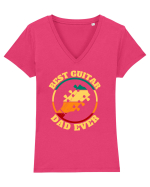 Best Guitar Dad Ever Tricou mânecă scurtă guler V Damă Evoker