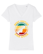 Best Guitar Dad Ever Tricou mânecă scurtă guler V Damă Evoker