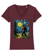 Stary Night Bigfoot Tricou mânecă scurtă guler V Damă Evoker