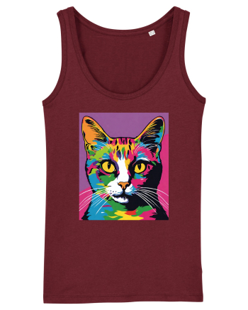 Pop Art  Cat Burgundy