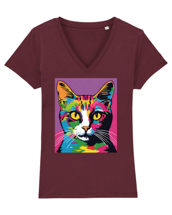 Pop Art  Cat Burgundy