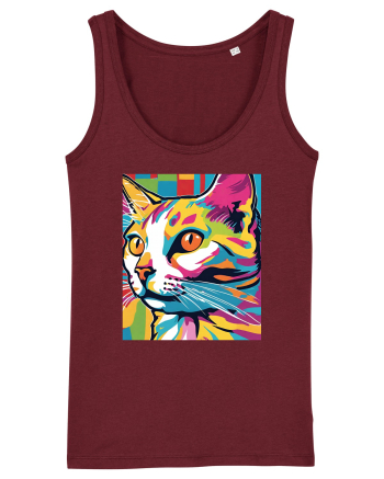Pop Art  Cat Burgundy