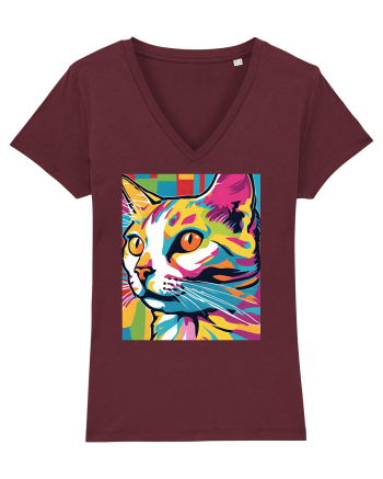 Pop Art  Cat Burgundy
