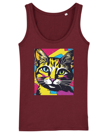 Pop Art  Cat Burgundy