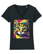 Pop Art  Cat Tricou mânecă scurtă guler V Damă Evoker